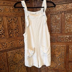 Altar'd State Women's Linen S Romper Tie Straps Pockets Lined